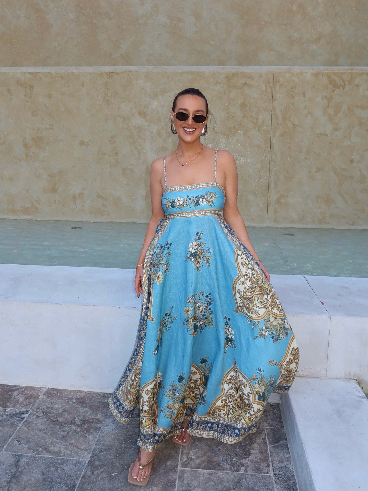 ALM Cassie Linen Midi Dress Sundress