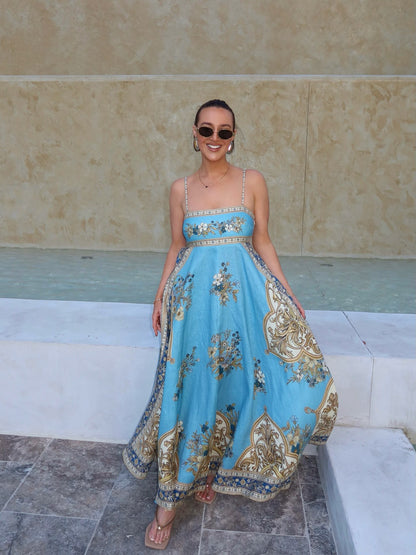 ALM Cassie Linen Midi Dress Sundress