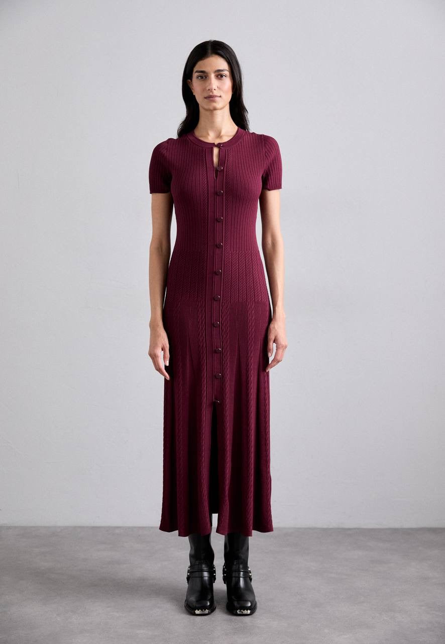 SD Milla Viscose Knit Midi Dress in Navy blue & Wine red