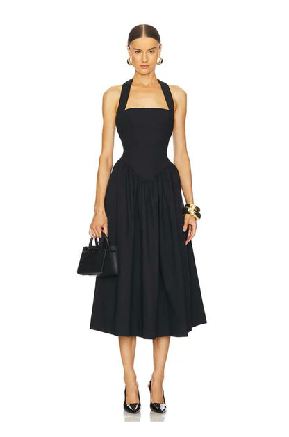 HS Faille Halter Cotton-blend Midi Dress