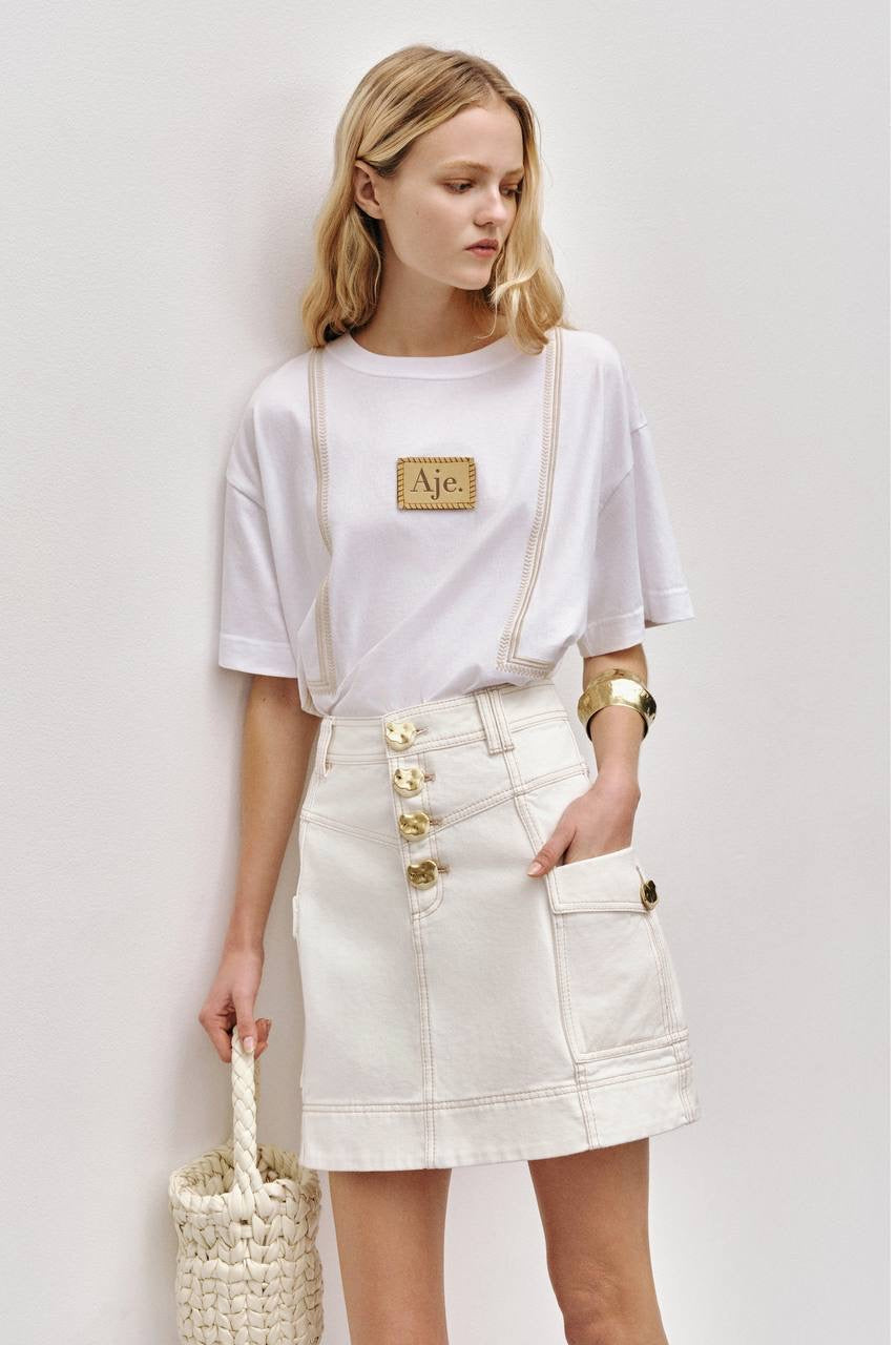 AJ Ivy Denim Button Down Mini Skirt