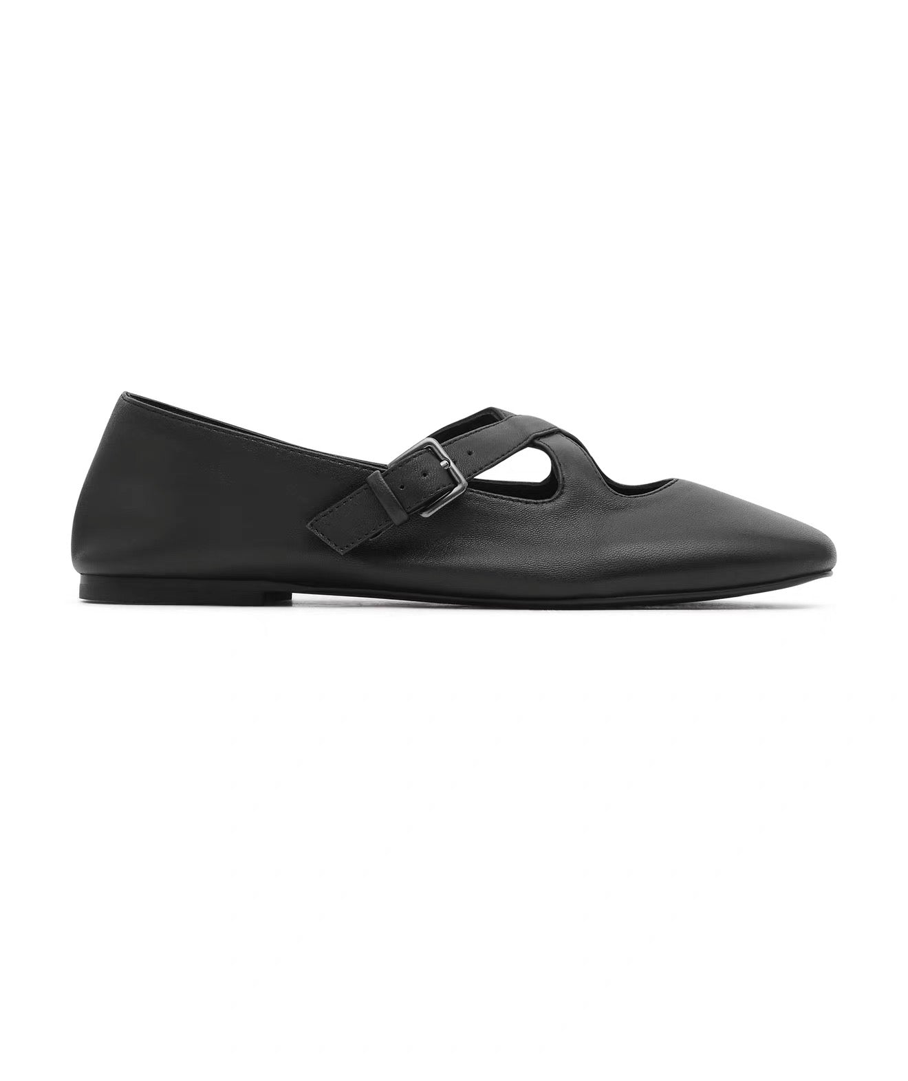 SA Lambskin Leather Ballerina Flat Shoes with Crisscross Strap