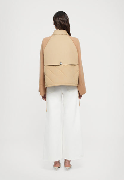 MM Gabardine Double Breasted Trench Short Coat Jacket