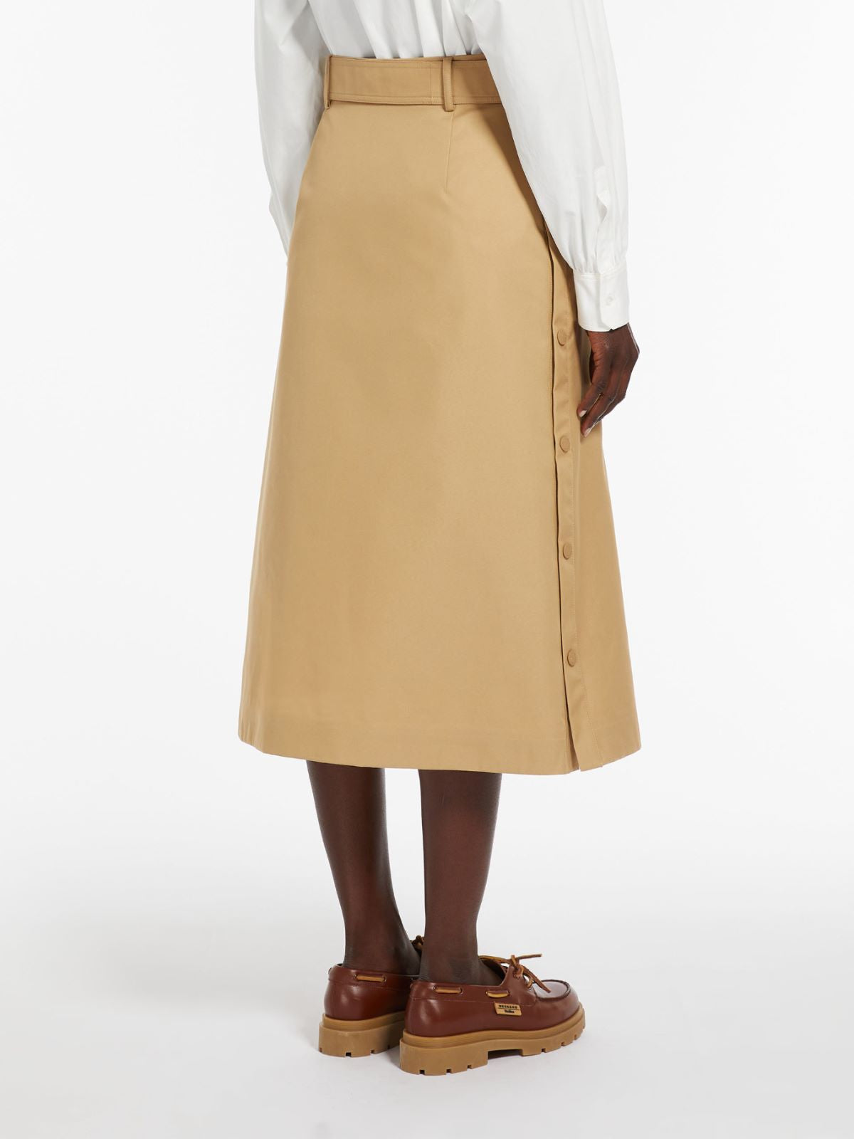 MM Nebbia Cotton-Blend Gabardine Wrap Midi Skirt