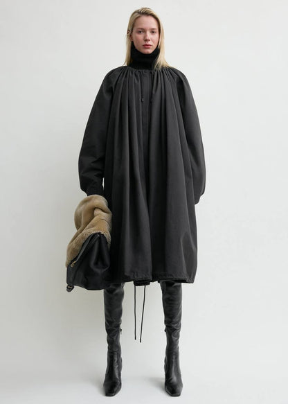 TOT Gathered Parachute Cotton Blend Trench Coat