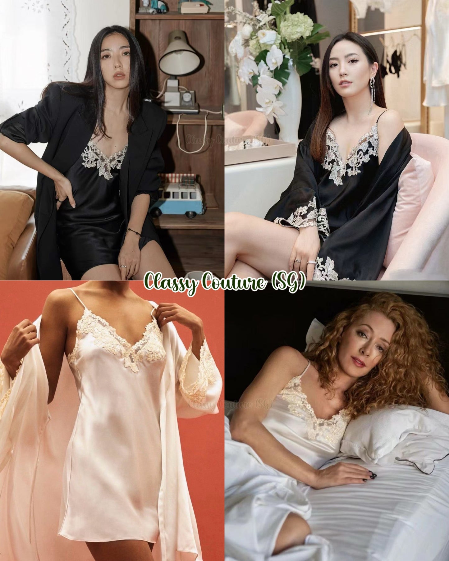 LP Silk Slip Lounge Mini Dress with Frastaglio Lace