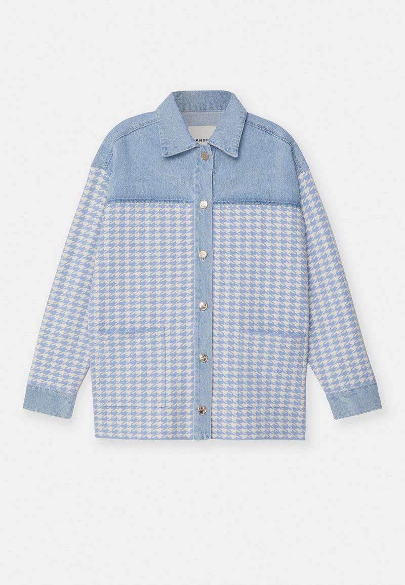 SD Houndstooth Denim-Paneled Shirt Jacket