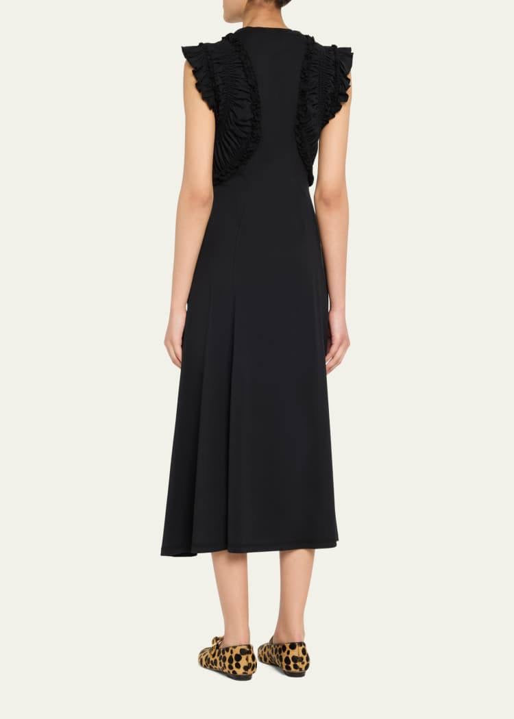 UJ Shiva Sleeveless Ruffled Cotton Midi Dress