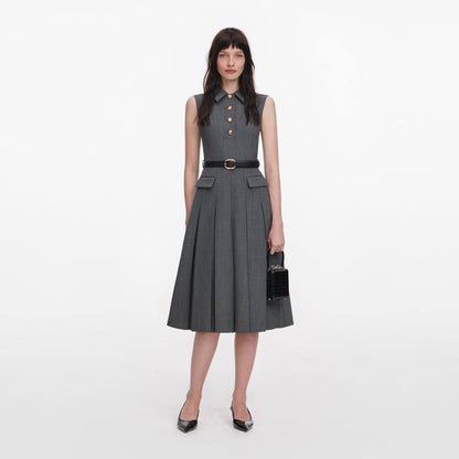 SP Grey Tailored Pleated Midi Dress