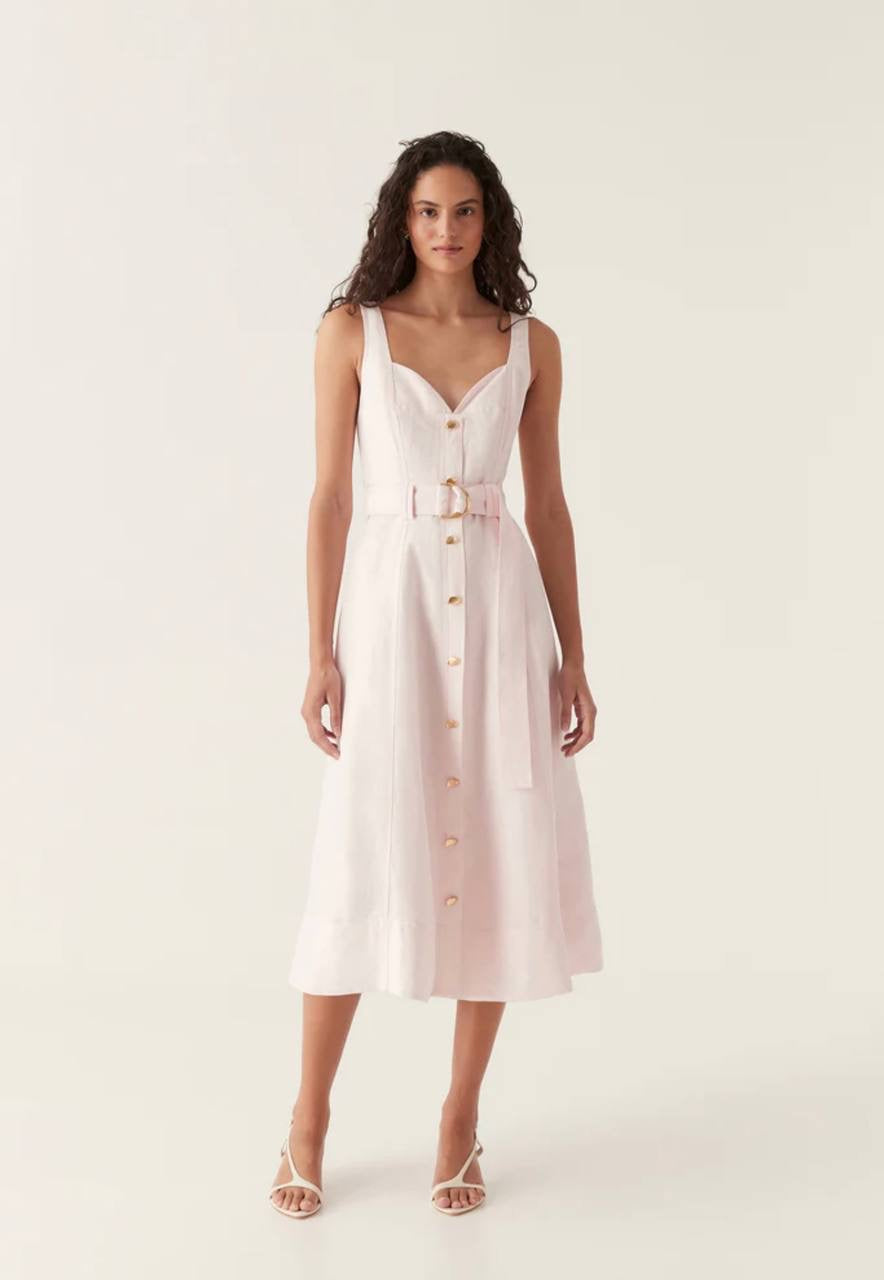 AJ Clay Belted Midi Dress