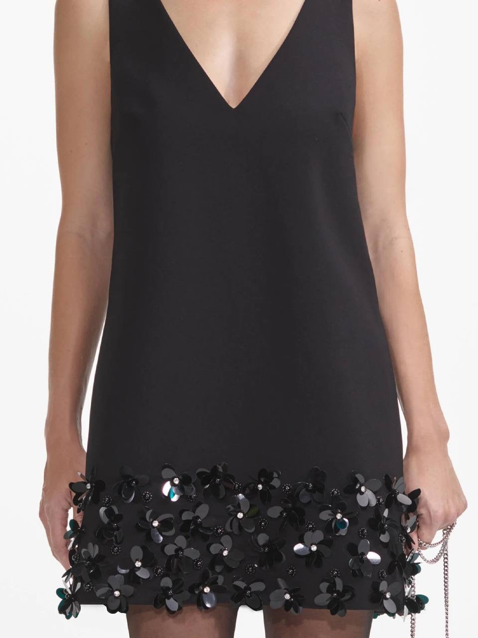 SP Black & Cream Crepe 3D Sequin Mini Dress