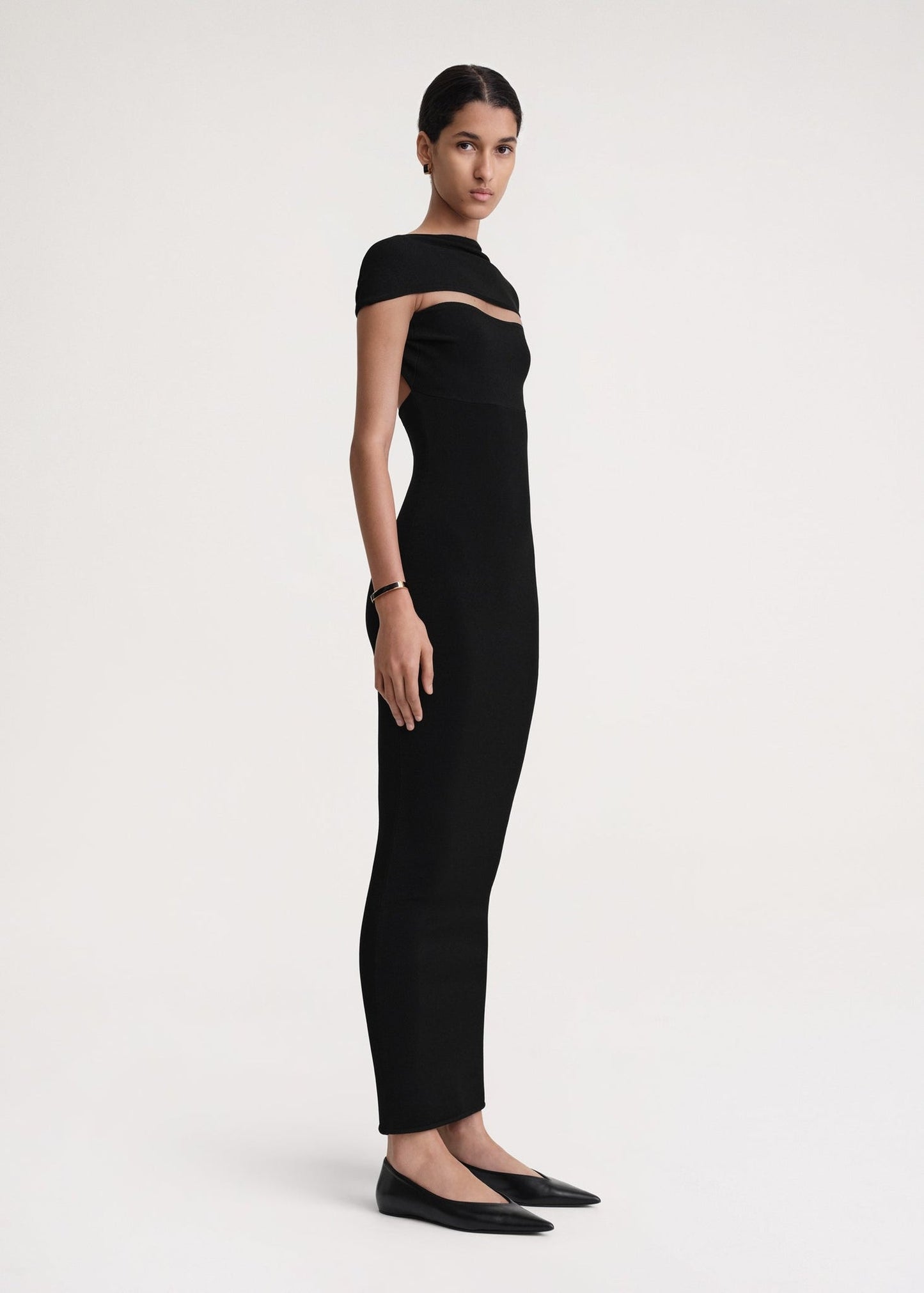 Tot Slip-Through Knit Midi Maxi Dress Black