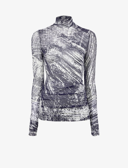 PS Rio Printed Jerset Long Sleeve Mock Neck Top