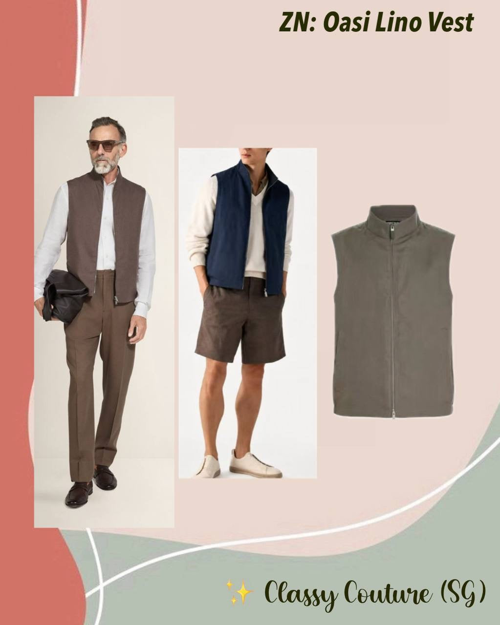 ZN Men’s Slim Fit Oasi Linen-cotton Gilet Vest