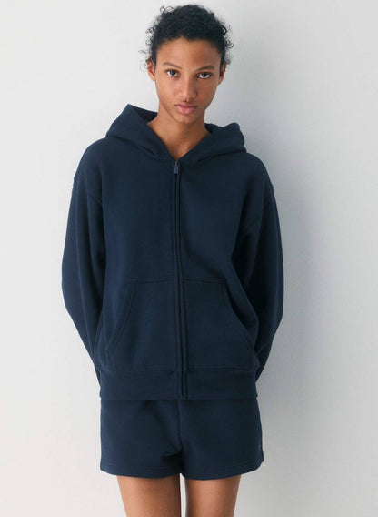 8 Colors! ARZ Cozy Sweatfleece Perfect Zip Cotton-blend Hoodie Jacket