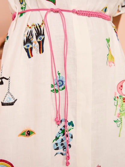 ALM Atticus Embroidered Shirtdress | Linen Midi Dress