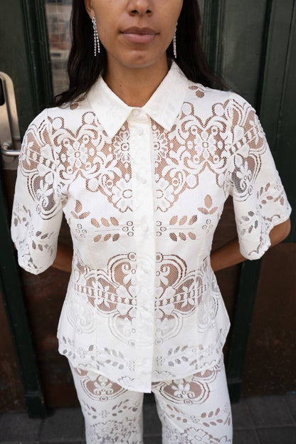 ML Tillie Shirt | Charlie Pants | Sheer Cotton-blend Lace Set