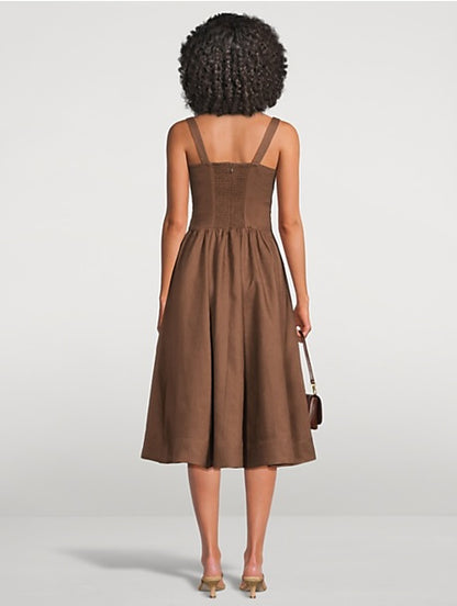 4 Colors! Ref Janu Linen Midi Dress
