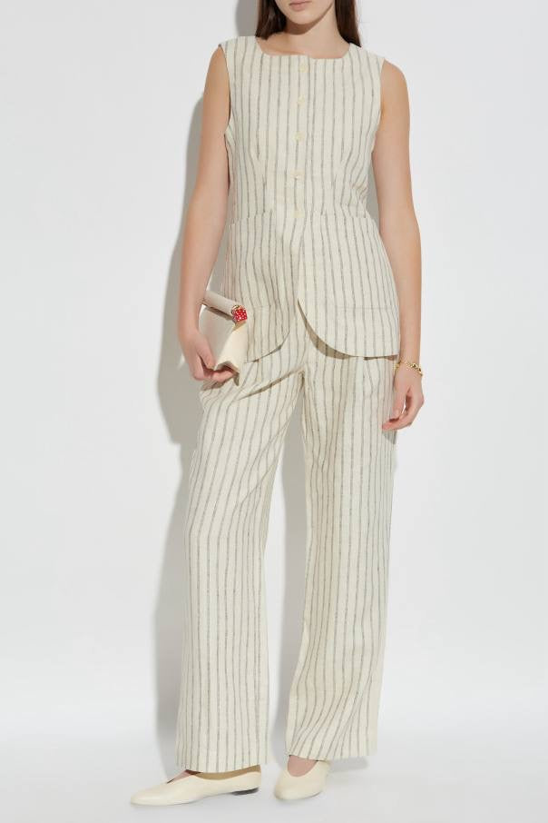 PSE Mackenzie Linen Striped Pleat Trousers Pant