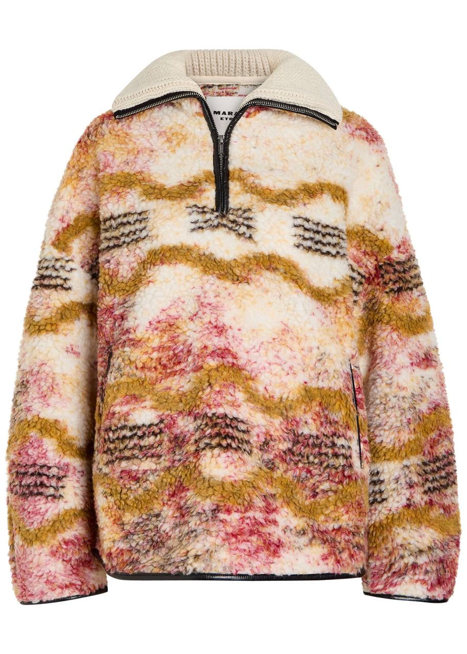 IM Marner Patterned Wool-blend Fleece Quarter-zip Pullover Coat