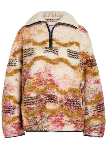 IM Marner Patterned Wool-blend Fleece Quarter-zip Pullover Coat