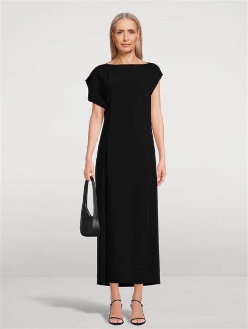 TR Blathine Asymmetric Crepe Midi Dress