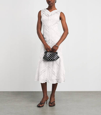 SP White Ramie Sleeveless Midi Dress