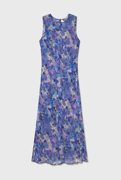 SL Sheer Chiffon Rasa Midi Dress in Root Plaid | Cornflower Floral