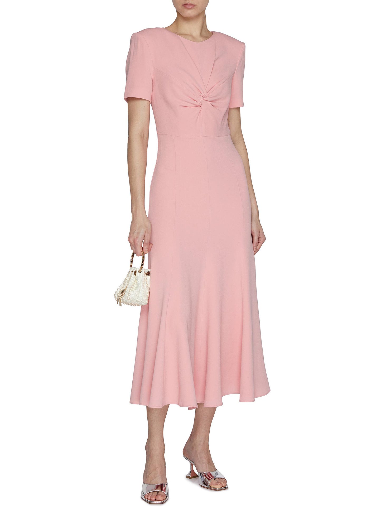 RM Short Sleeve Light Cady Midi Dress Twist Light Pink