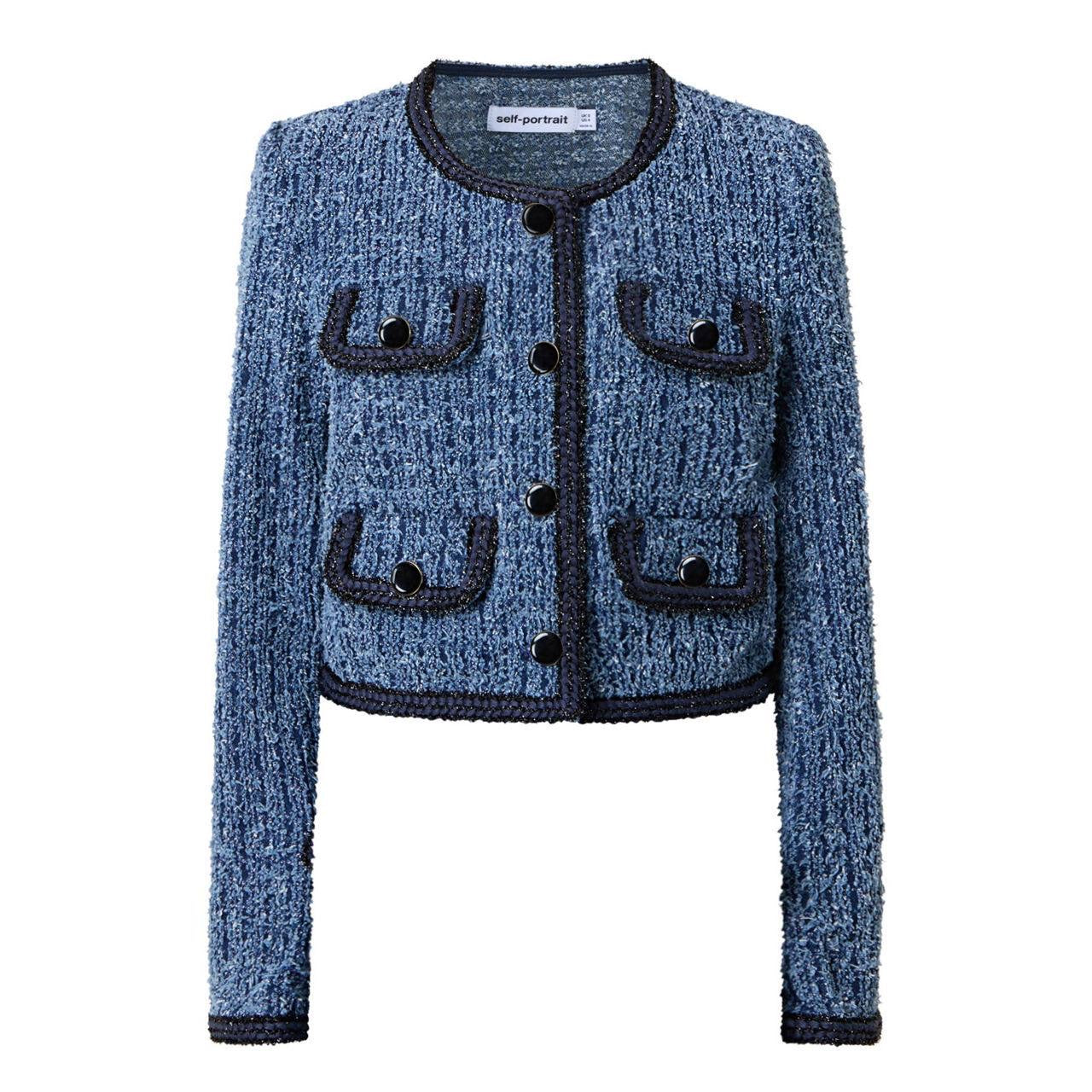SP Textured Denim Jacket Mini Skirt