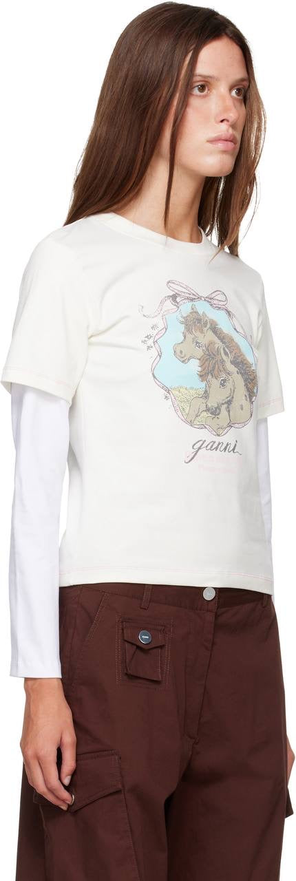 2 Styles! GN White Qixi Basic Cotton Jersey Baby Fit Tee | Layered Effect Oversized T-Shirt