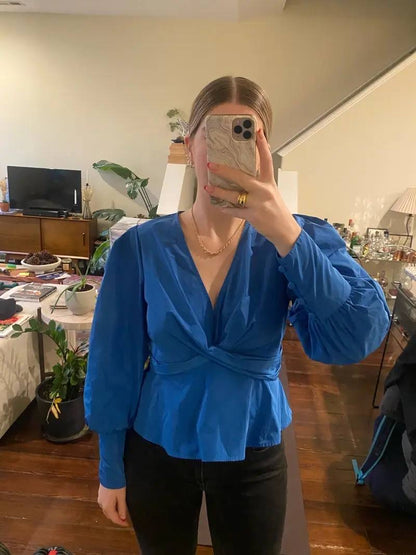 VB Seema Taffeta V Wrap Waist Top