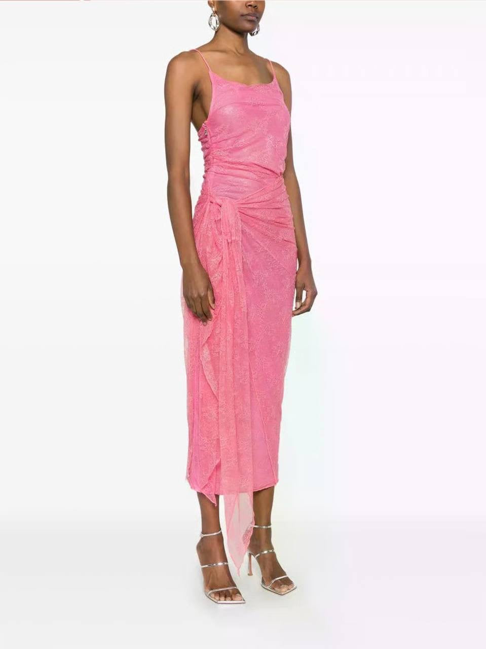 (draft, checked) RTT Ruched Lace Midi Dress
