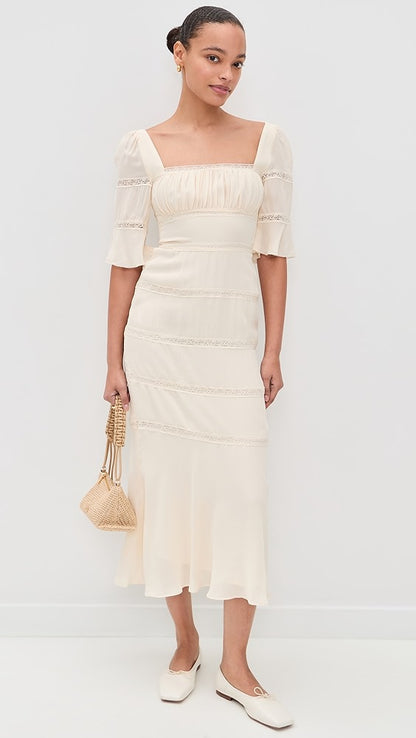 Ref Laverna Viscose Lace-trim Midi Dress