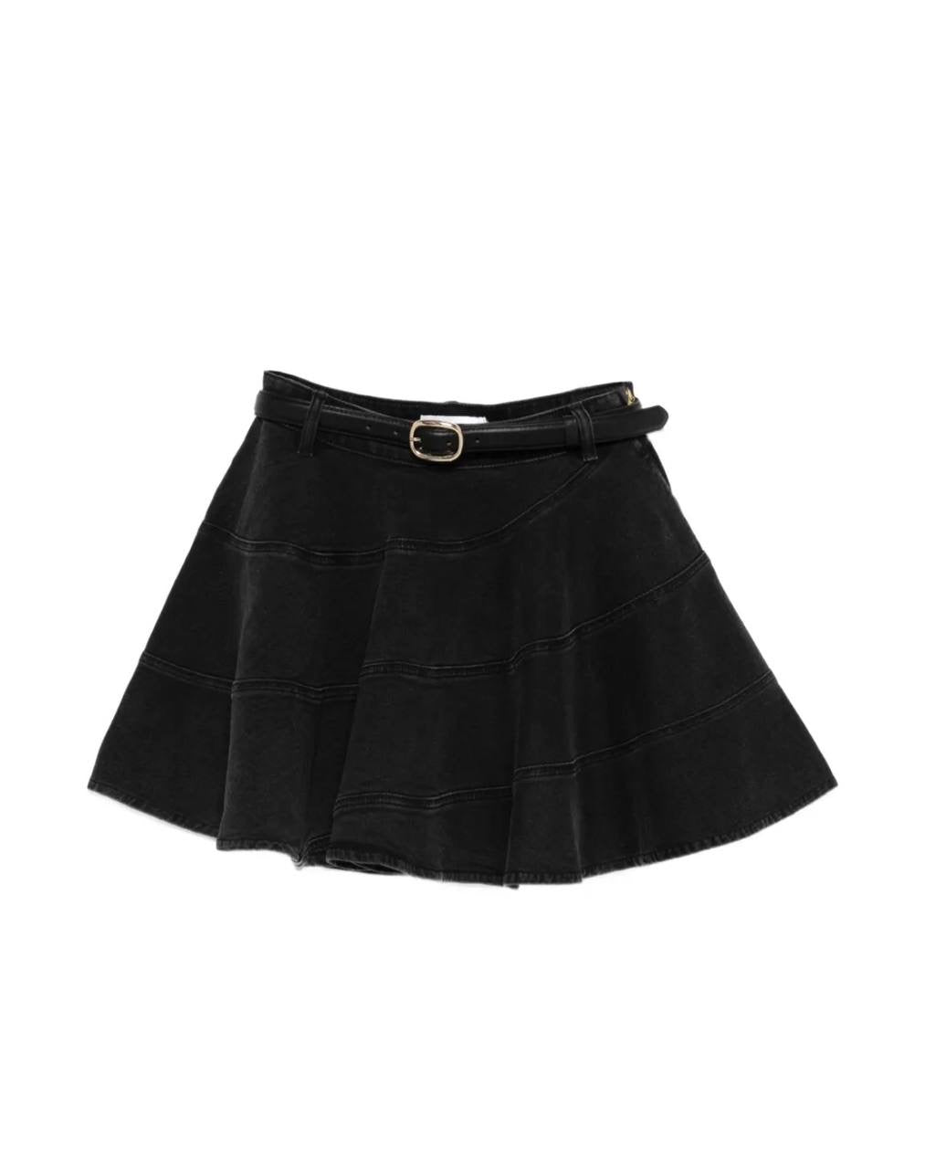 SP Flared Denim Mini Skirt in Black