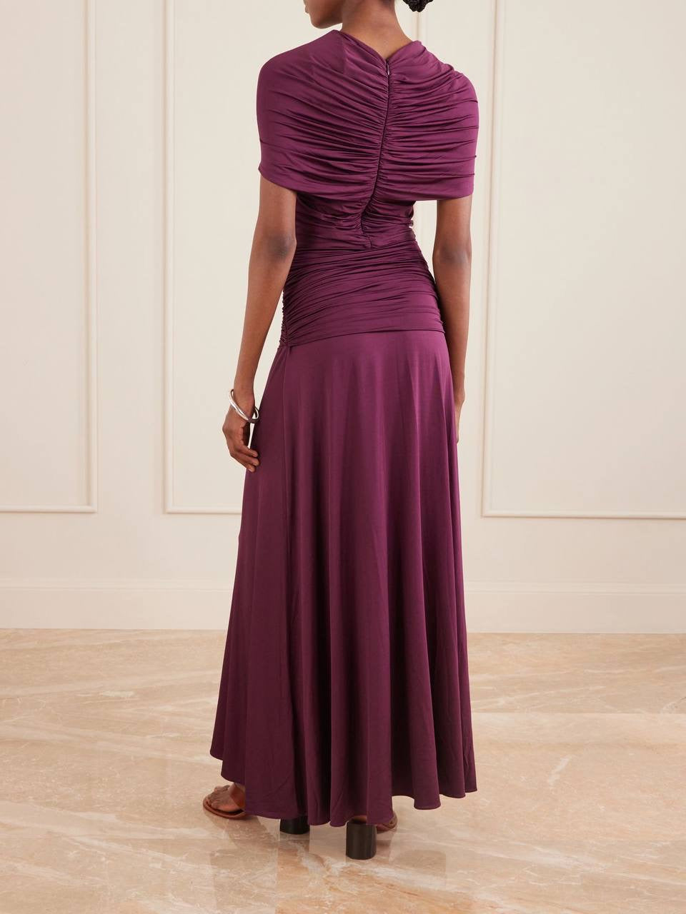 SP Burgundy Jersey Gathered Maxi Dress