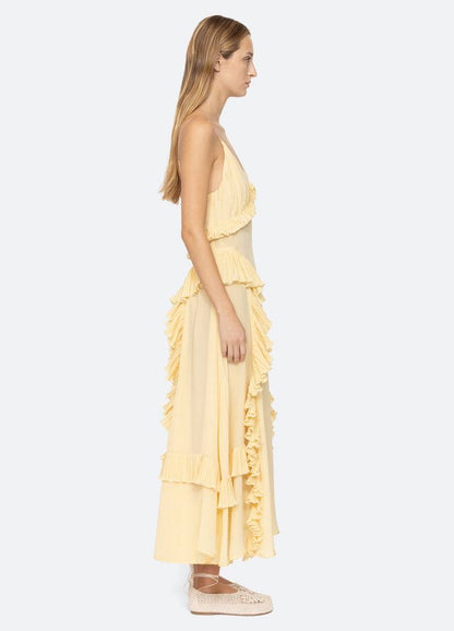 SE Delilah Chiffon Ruffle Midi Maxi Dress
