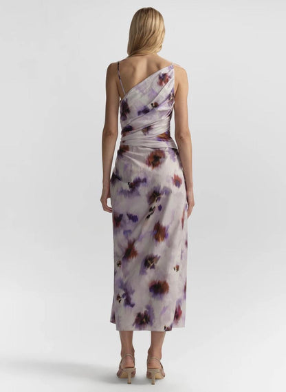 ALC Juno One Shoulder Tie Dye Cotton Midi Dress