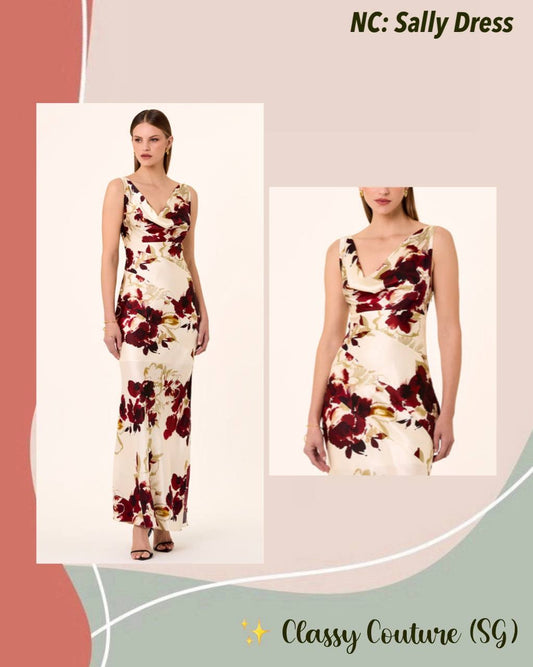 NC Sally Cowl-neck Silk Viscose Maxi Dress