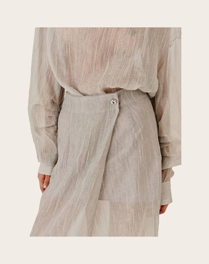 TG Delfi Sheer Grey Blouse | Skirt