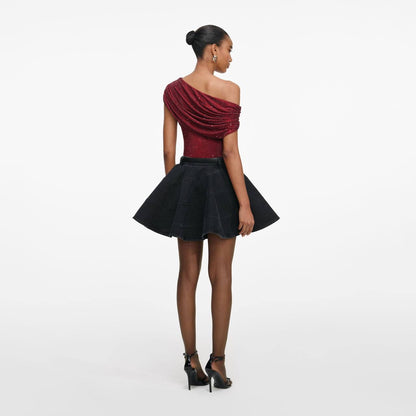 SP Flared Denim Mini Skirt in Black