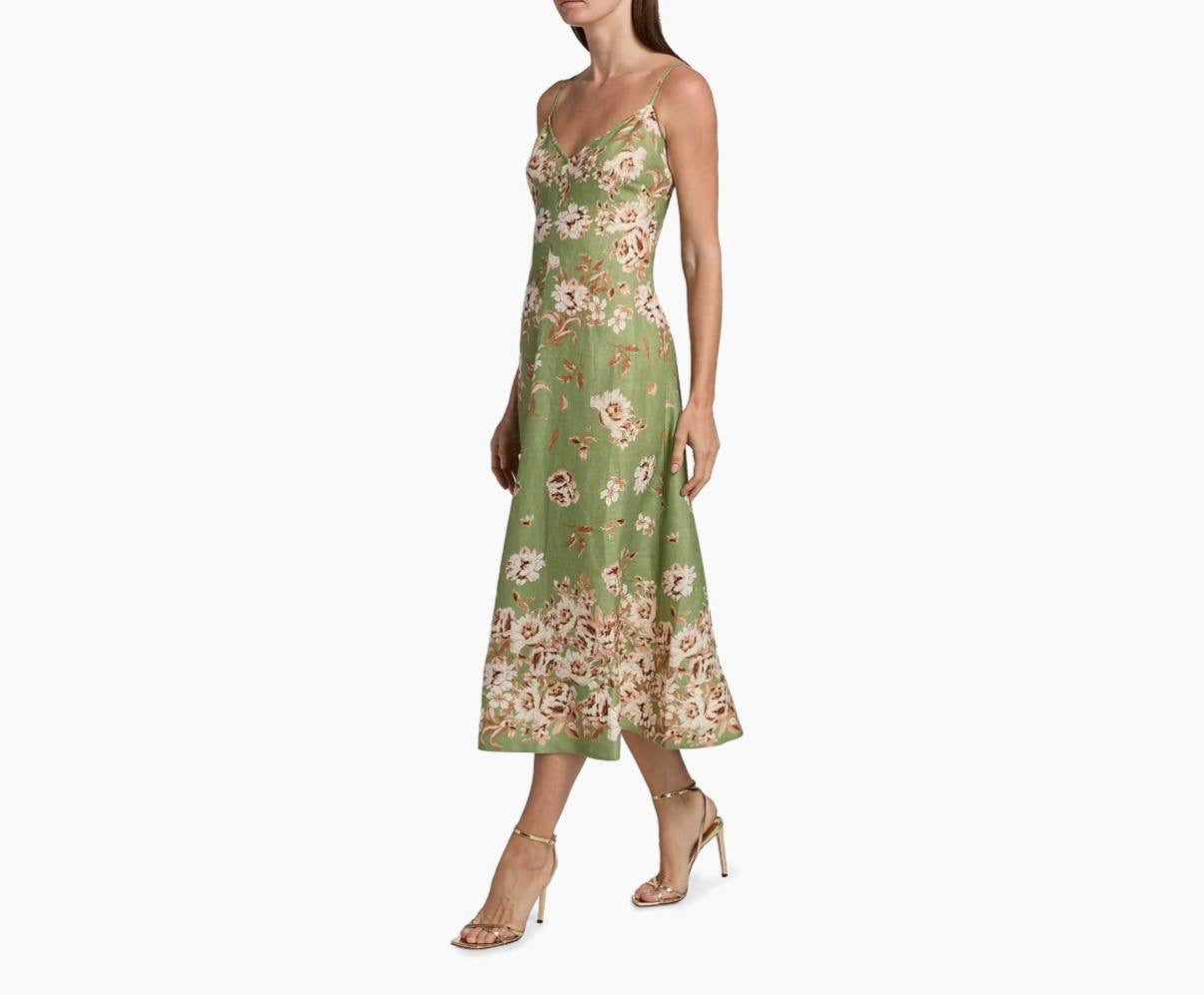 CC Mae Floral Linen Midi Dress