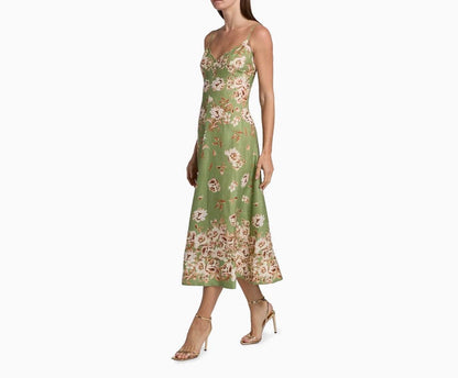 CC Mae Floral Linen Midi Dress