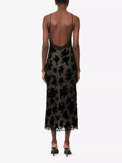 RX Harlan Velvet Devoré | Hayley Viscose-Silk Halter Midi Dress