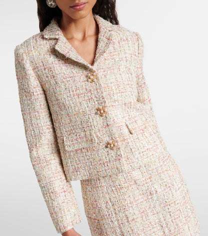 SP Pastel Boucle Jacket Pink Sequin Cropped Blazer