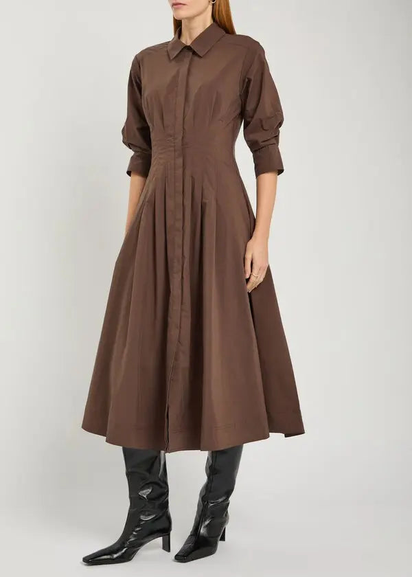 (PART 2/2) SK Jazz Pintuck Cotton-blend Midi Dress