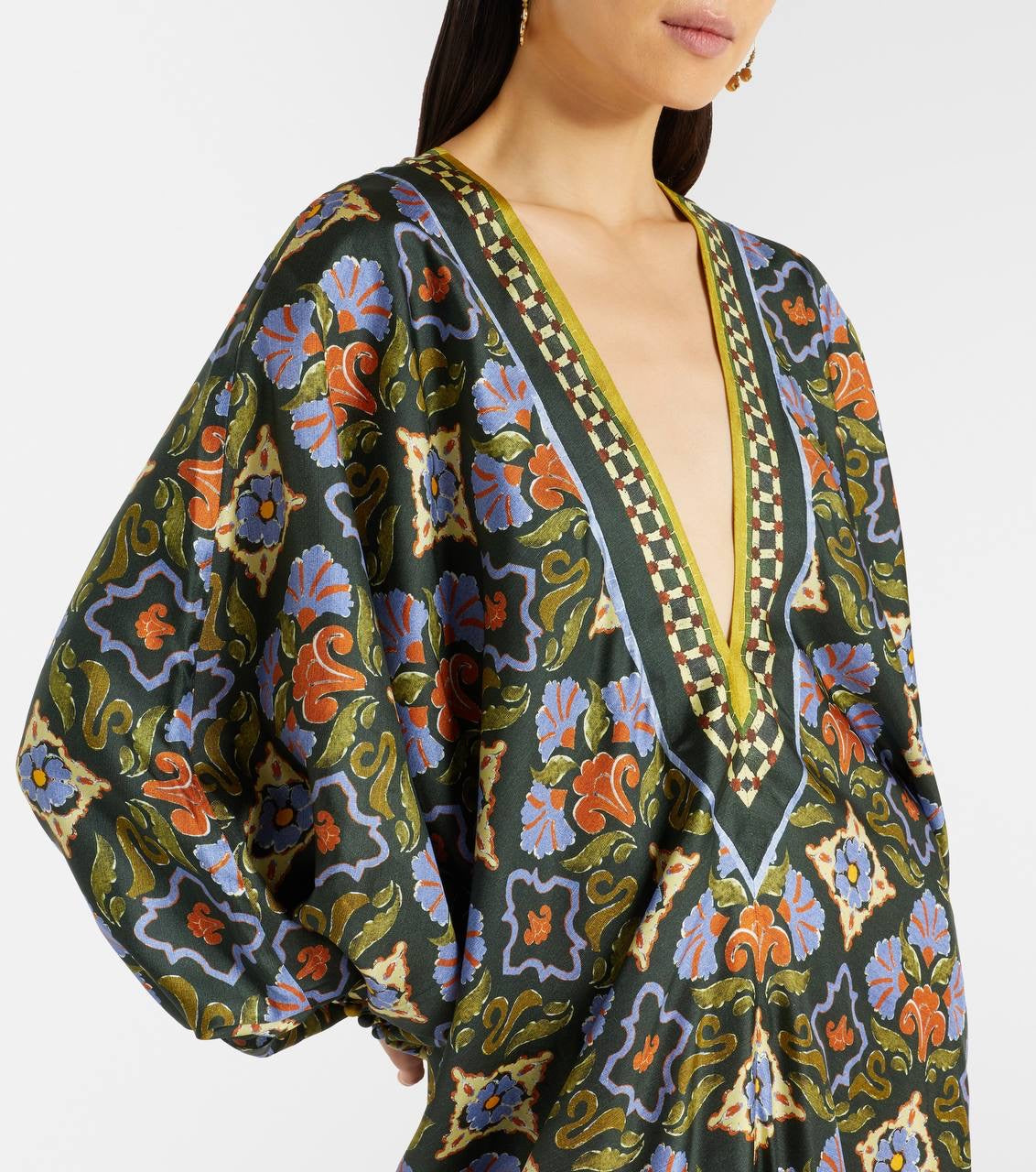 ALM Cece Floral Silk-twill Kaftan Midi Maxi Dress