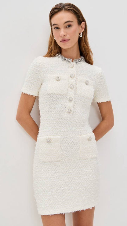 SP Ivory Textured-Knit Mini Dress