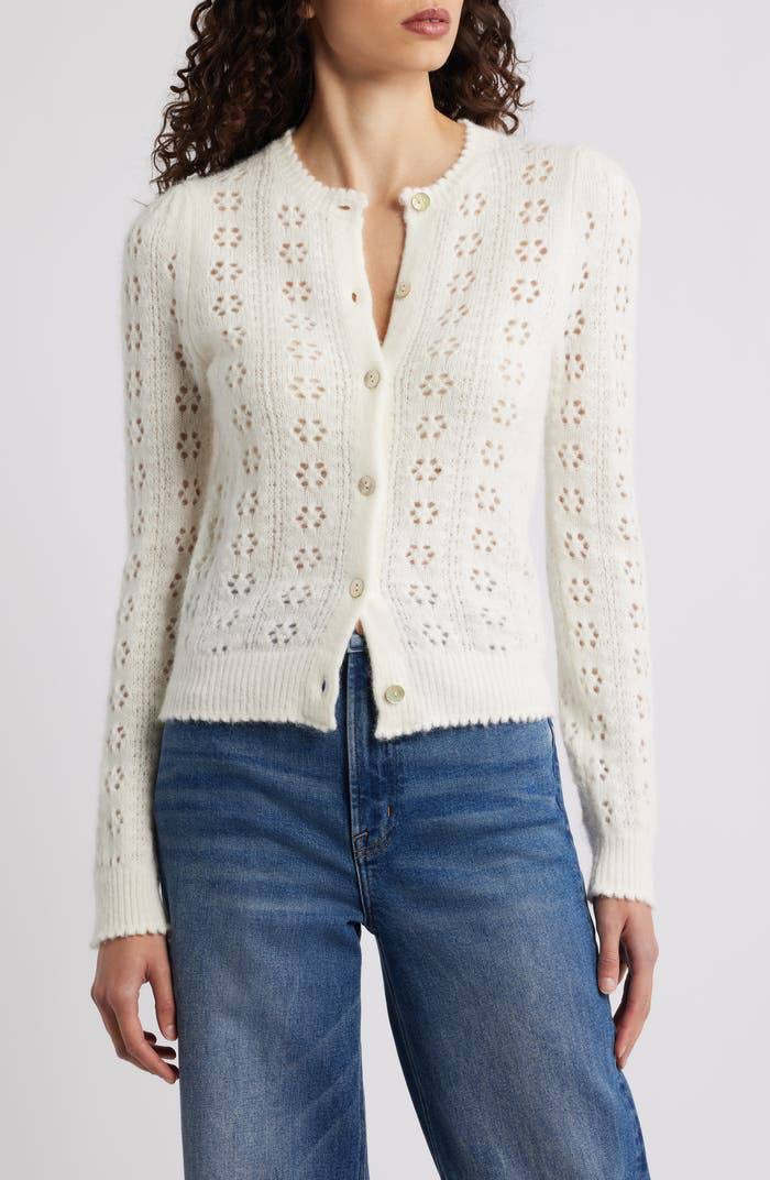 DN Emery Alpaca-Wool-blend Pointelle Knit Cardigan
