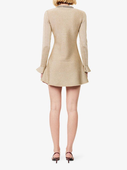 SP Gold Crystal Trim Knit Mini Dress